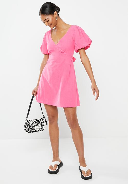 Cotton On - Elise v-neck mini dress - fun pink