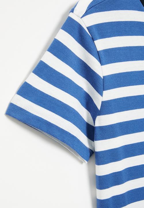 POLO - Boys striped v neck tee - blue
