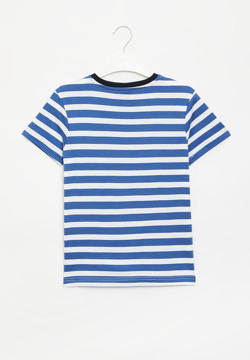 POLO - Boys striped v neck tee - blue