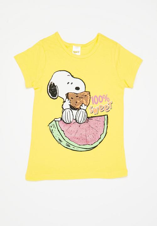 Character Group - Snoopy 2 pack tee & vest - yellow & peach 