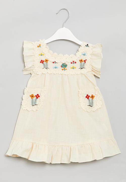 Pop Candy - Frill sleeve dress - cream