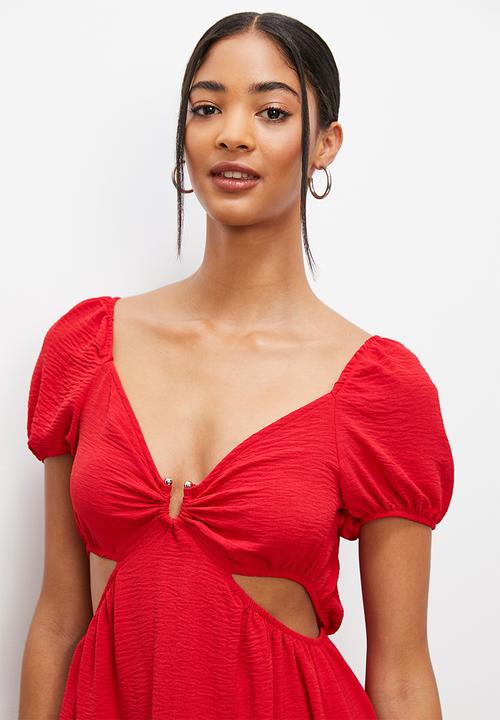 Blake - Cutout trim puff sleeve - salsa