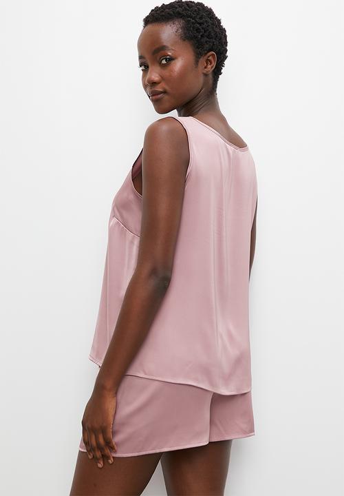 Superbalist - Sleep vest & shorts set - deep mauve