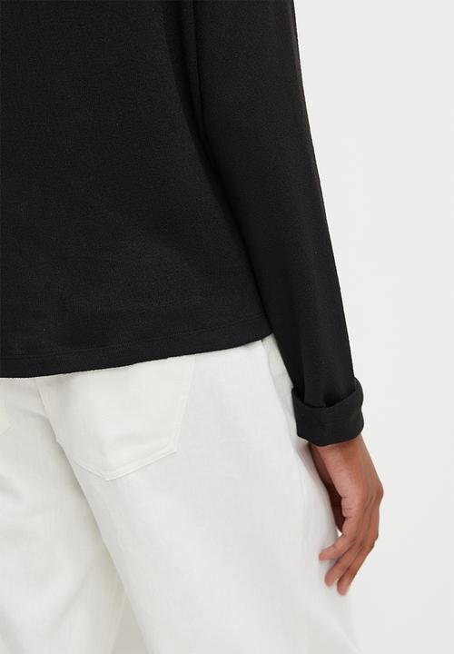 edit - Cosy knit slouchy tee - black