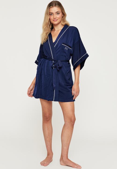 Cotton On - Satin robe - varsity navy