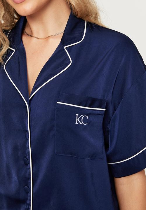 Cotton On - Satin pyjama set - varsity navy