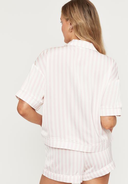 Cotton On - Satin pyjama set - ballet pink stripe