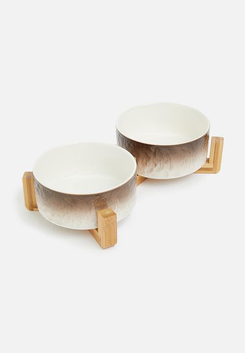 Sixth Floor - Gradient double bowl with stand - brown