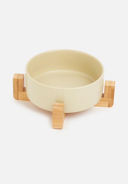 Sixth Floor - Ceramic ribbed pet bowl - safari sand