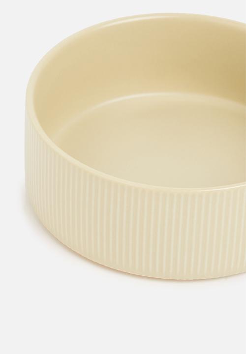 Sixth Floor - Ceramic ribbed pet bowl - safari sand