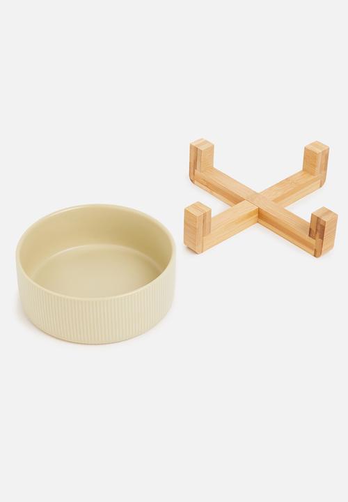 Sixth Floor - Ceramic ribbed pet bowl - safari sand
