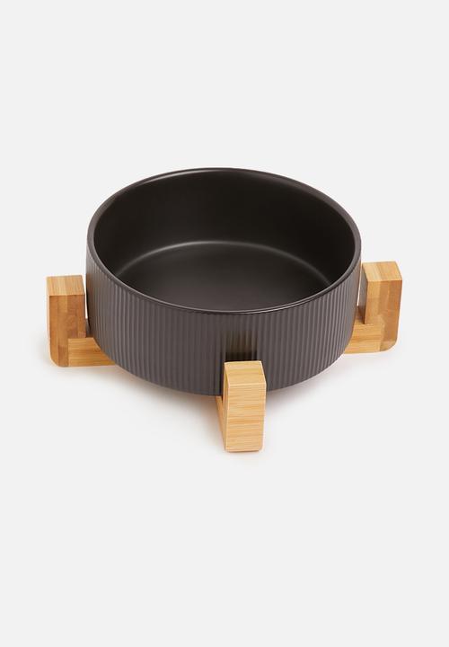 Sixth Floor - Ceramic ribbed pet bowl - black