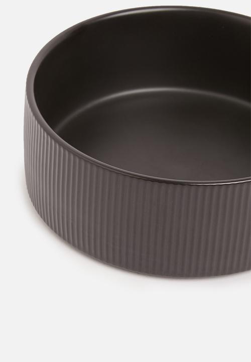 Sixth Floor - Ceramic ribbed pet bowl - black