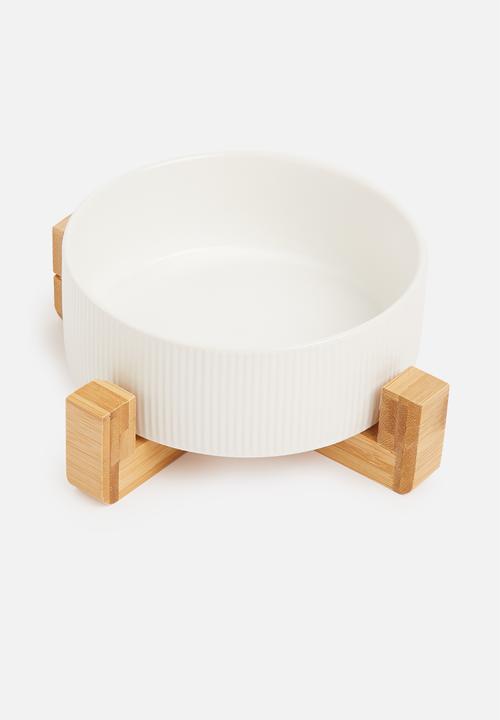 Sixth Floor - Ceramic ribbed pet bowl - white