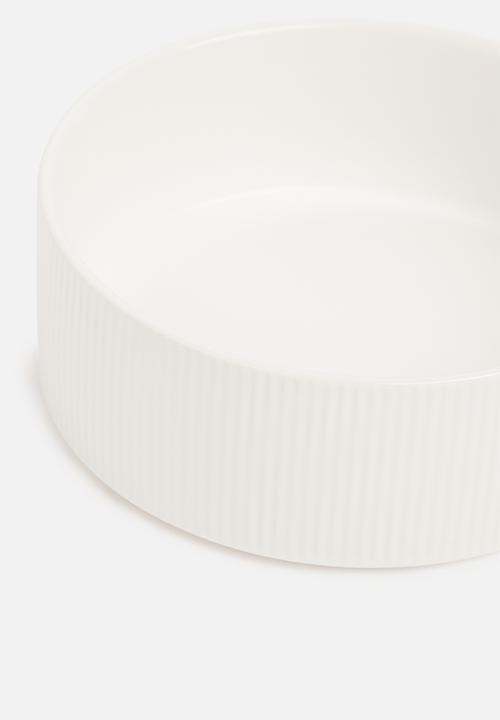Sixth Floor - Ceramic ribbed pet bowl - white