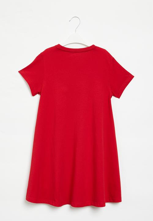 POLO - Girls printed short sleeve dress - red