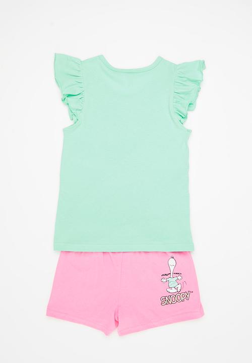 Character Group - Snoopy pj set - aqua/pink