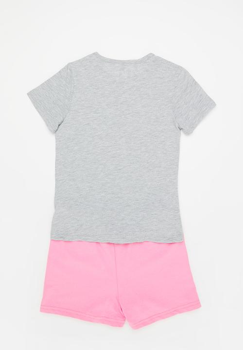 Character Group - Snoopy short set - grey & pink