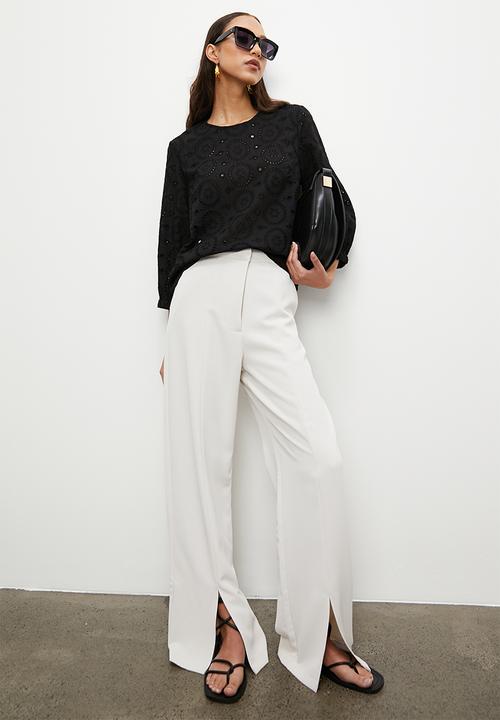 Superbalist - Round neck openwork shell - black