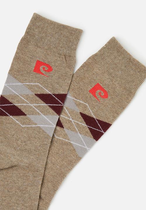 Pierre Cardin - Double argyle  socks - taupe