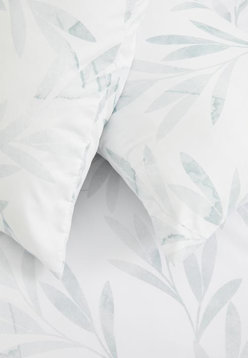 Sixth Floor - Foliage printed microfibre duvet cover set - blue & grey