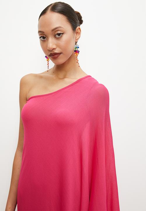 VELVET - Asym lightweight knit dress - cerise pink