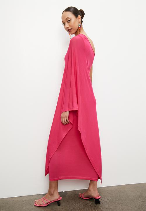VELVET - Asym lightweight knit dress - cerise pink