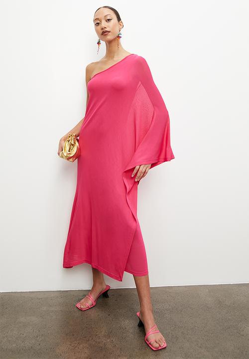 VELVET - Asym lightweight knit dress - cerise pink