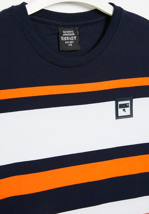 SOVIET - B kyro crew neck yarn dye stripe tee - navy