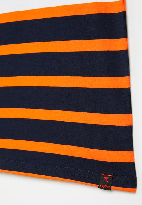 SOVIET - B kyro crew neck yarn dye stripe tee - navy
