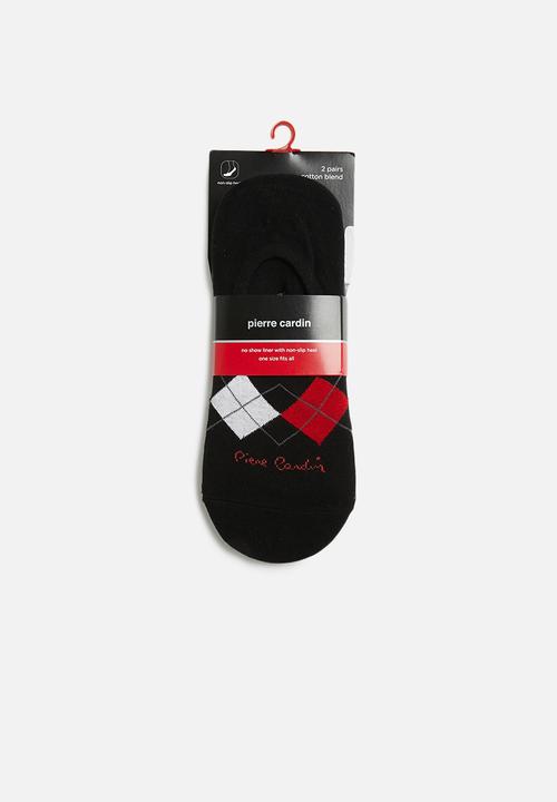 Pierre Cardin - Argyle no show sock - black & charcoal