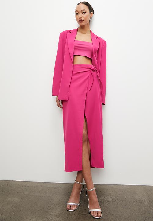 VELVET - Co ord luxe wrap skirt - pink