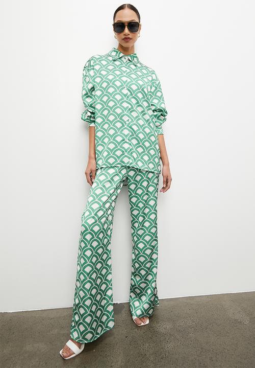 VELVET - Co ord printed flat front pull on wide - geo print