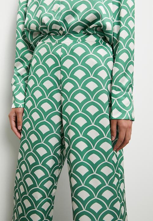VELVET - Co ord printed flat front pull on wide - geo print