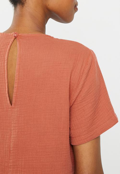 edit Maternity - Maternity textured nursing blouse - terracotta