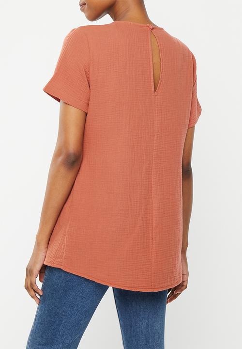 edit Maternity - Maternity textured nursing blouse - terracotta