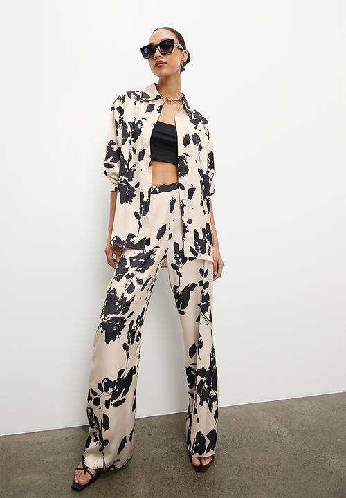 VELVET - Co ord printed flat front pull on wide - floral print