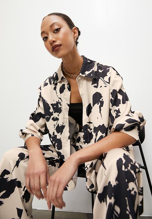 VELVET - Co ord printed flat front pull on wide - floral print