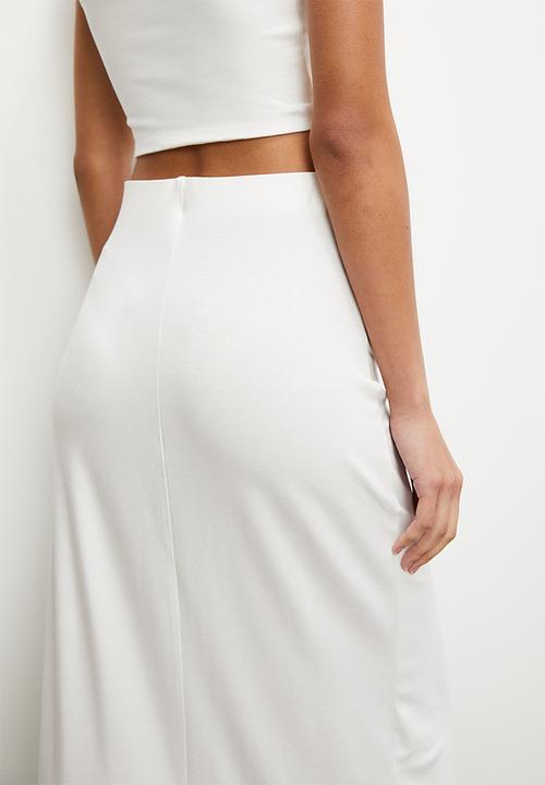 VELVET - Co ord knit overlay sarong maxi - winter white