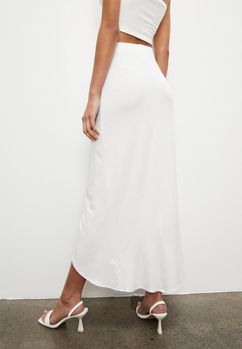 VELVET - Co ord knit overlay sarong maxi - winter white