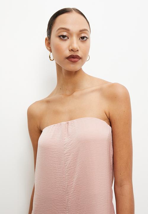 VELVET - Satin bandeau palazzo jumpsuit - neutral