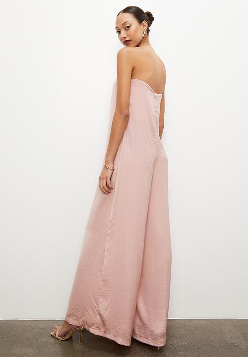 VELVET - Satin bandeau palazzo jumpsuit - neutral