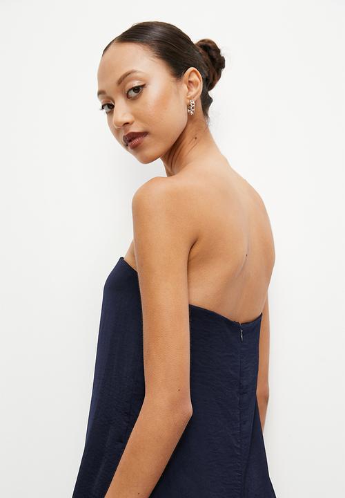 VELVET - Satin bandeau palazzo jumpsuit - navy