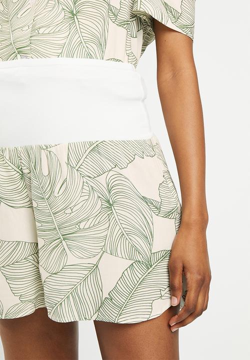 Superbalist - Maternity woven button down sleep set - stone & green
