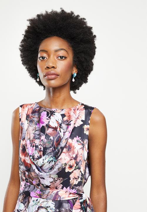 AMANDA LAIRD CHERRY - Stamford dress - black, rust & lilac floral