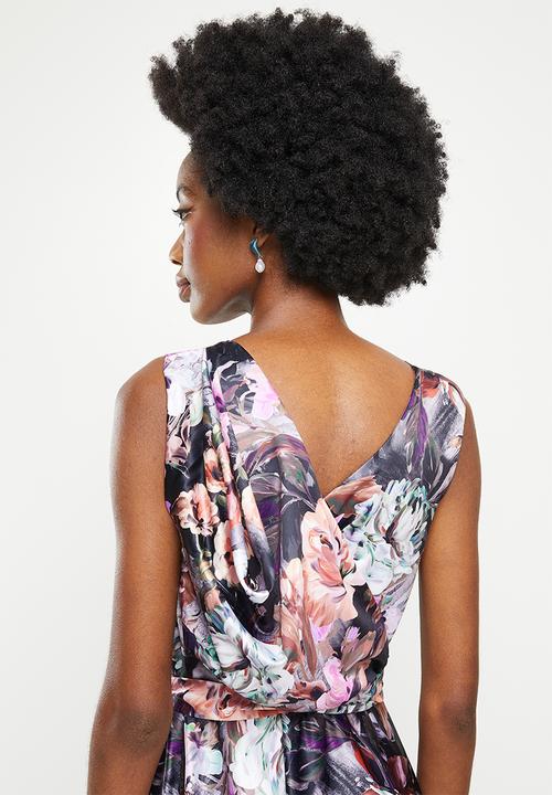 AMANDA LAIRD CHERRY - Stamford dress - black, rust & lilac floral