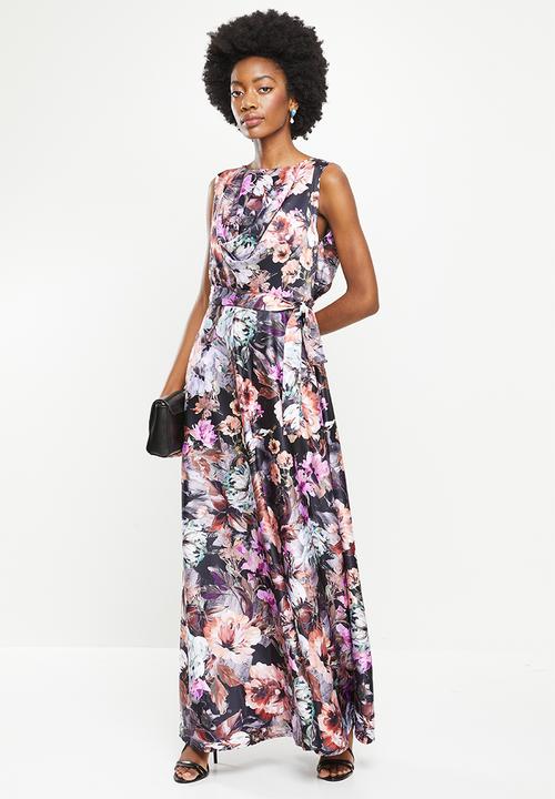 AMANDA LAIRD CHERRY - Stamford dress - black, rust & lilac floral