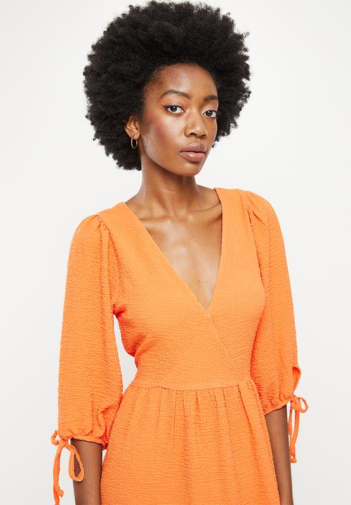 Me&B - Wrap back detail sack dress - orange