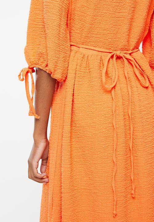 Me&B - Wrap back detail sack dress - orange