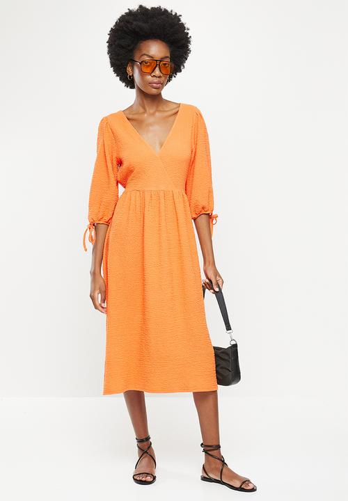 Me&B - Wrap back detail sack dress - orange